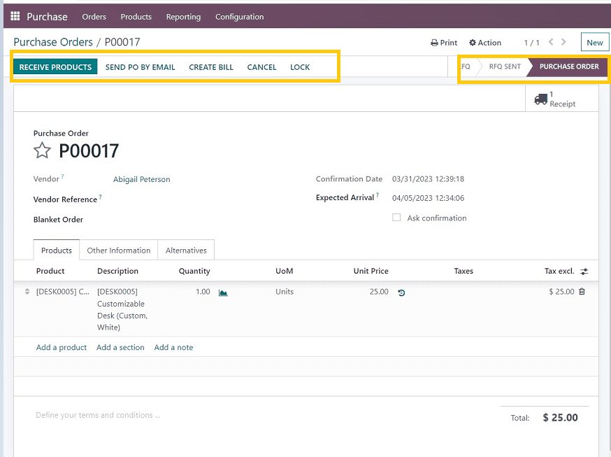 Odoo 16 Purchase Module