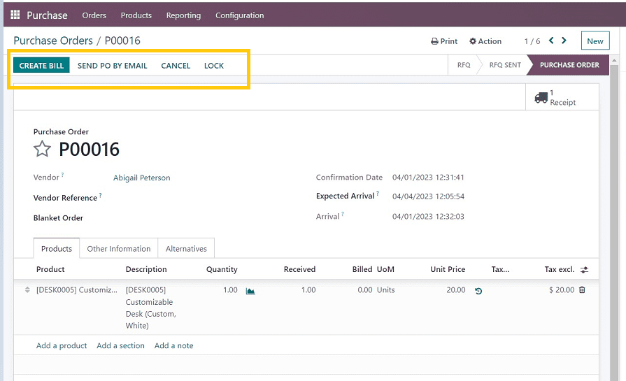 Odoo 16 Purchase Module