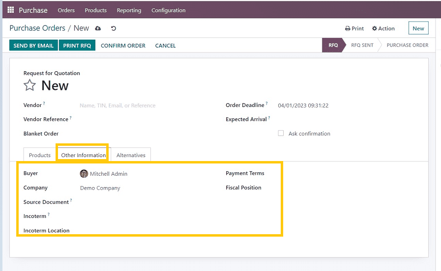 Odoo 16 Purchase Module