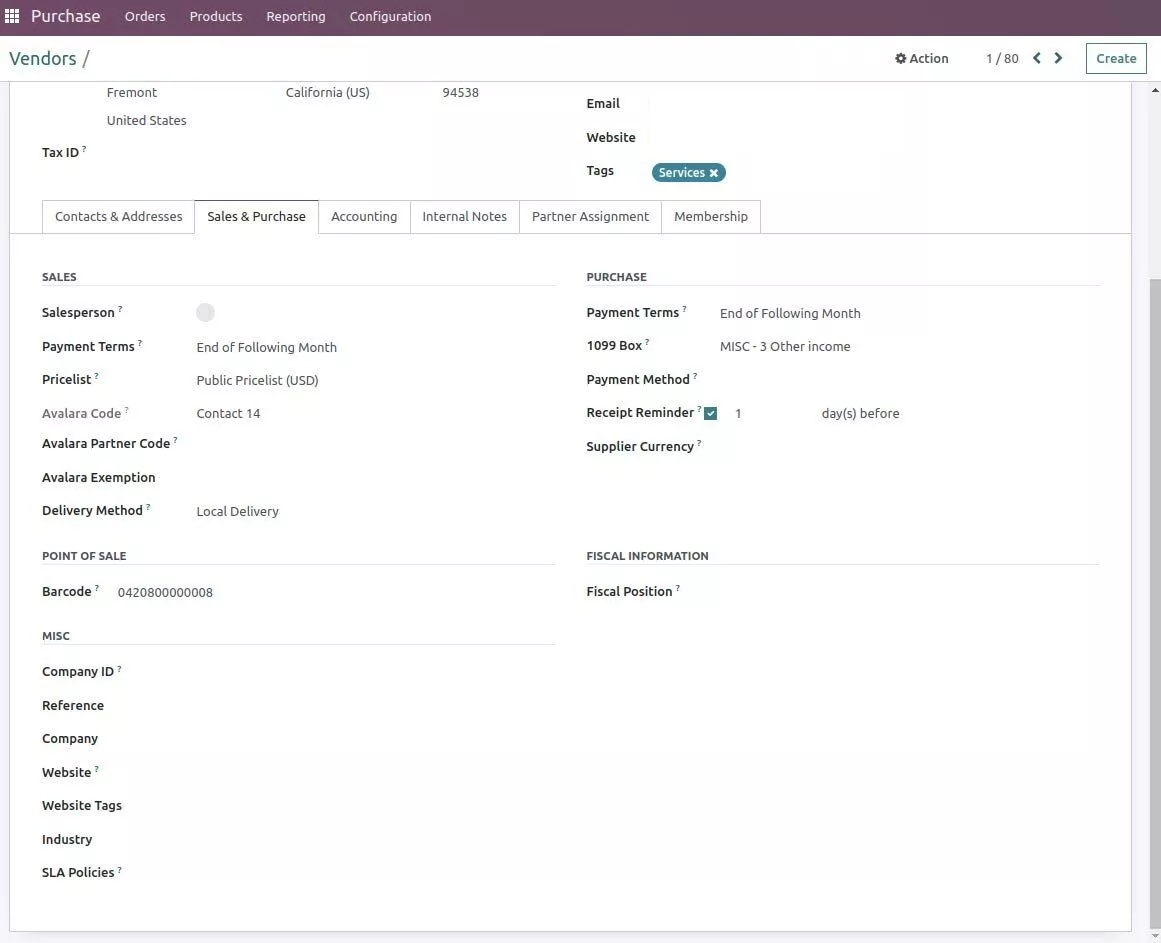 Odoo Vendor Management