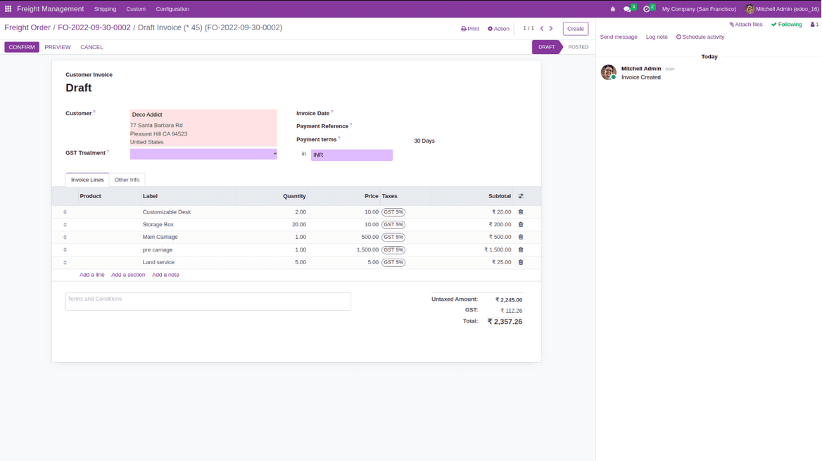 Freight Order Invoice