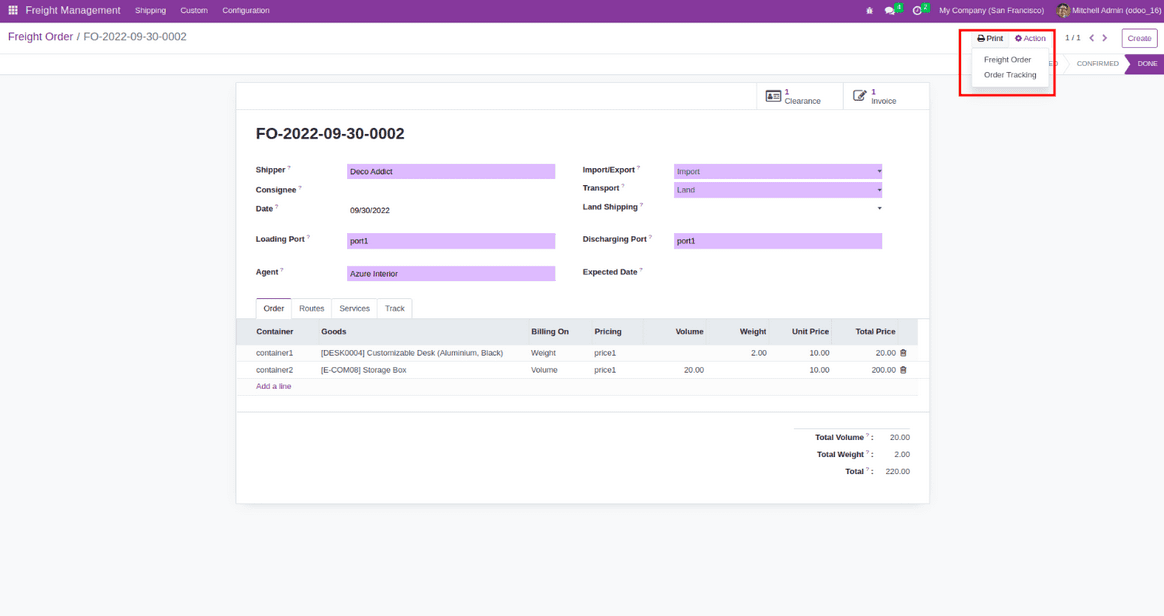 Freight Order Reporting