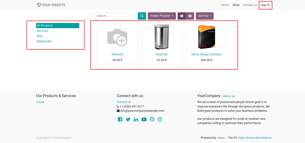 Odoo 16 Website Product Visibility