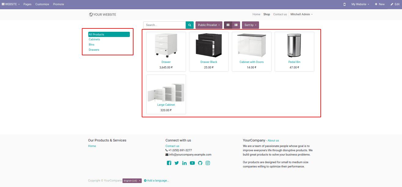 Odoo 16 Website Product Visibility