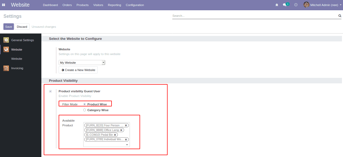 Odoo 16 Website Product Visibility 