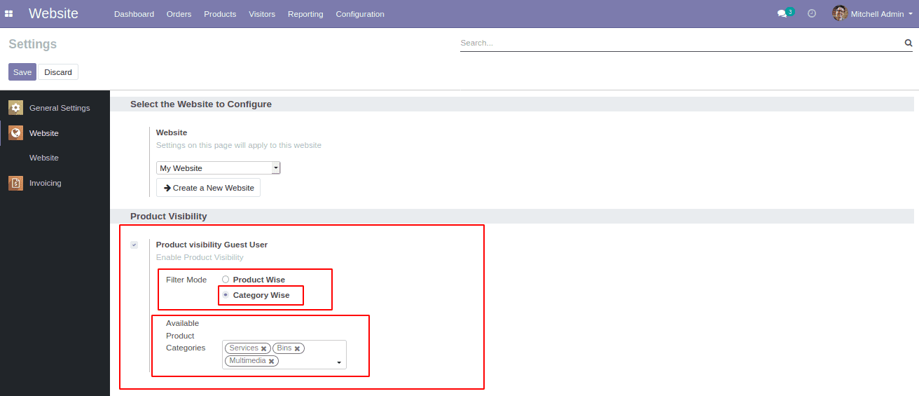 Odoo 16 Website Product Visibility
