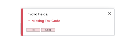Odoo data import error showing missing tax code