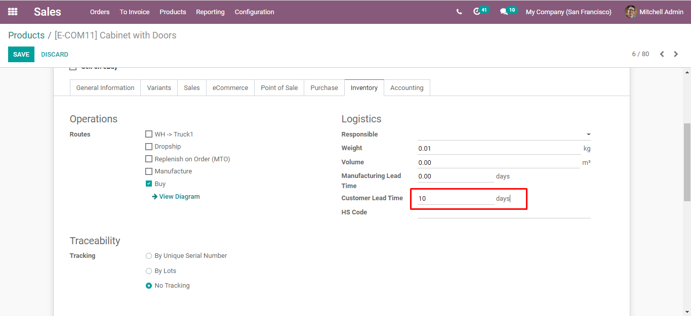 Delivery Lead Time working in Odoo Sales Module 